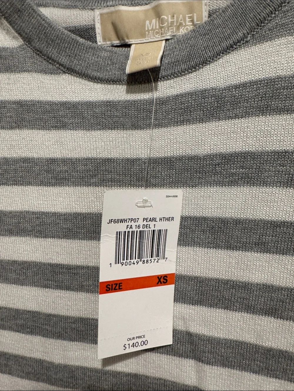 Michael Kors Gray and White Striped Short-Sleeve Crewneck TShirt Dress - XS NWT